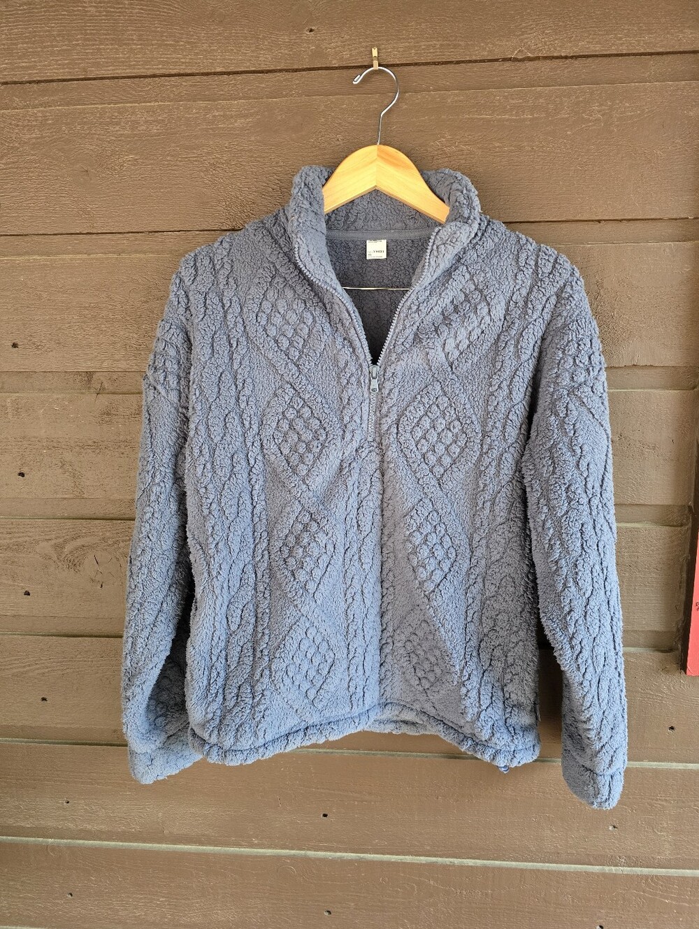 Gilly Hicks Cozy Cable Embossed Sherpa Quarter Zip Fleece Pullover - XS